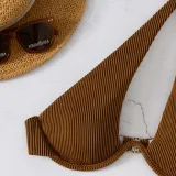 Women 3 Piece Cut Out One Shoulder High Cut Skirt Cover Up Bikini Swimsuit