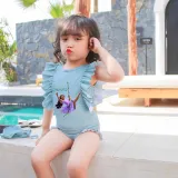 Girls Bathing Suits Encanto Princess One Piece Ruffled Cuff Swimsuits