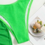 Women 3 PieceTriangle Halter High Cut Mesh Drawstring Cover Up Bikini Swimsuit