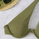 Women 3 Piece Cut Out One Shoulder High Cut Skirt Cover Up Bikini Swimsuit