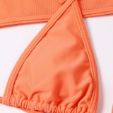 Women 3 Piece Triangle Brassiere Halter Ring Linked High Cut Mesh Tankini Cover Up Bikini Swimsuit
