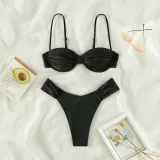 Women Two Pieces Push Up Rushed High Cut Bikini Swimsuit