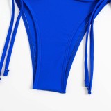Women Two Pieces Halter Brassiere Side Tie High Cut Bikini Swimsuit