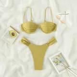 Women Two Pieces Push Up Rushed High Cut Bikini Swimsuit