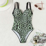 Women Sling Push Up Leopard Prints One Piece Swimsuit