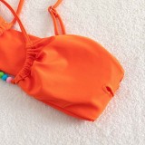 Women Two Pieces Cut Out Criss Cross Halter Side Tie Bikini Swimsuit