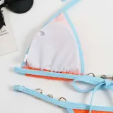 Women Two Pieces Halter Brassiere Chain Linked High Cut Bikini Swimsuit