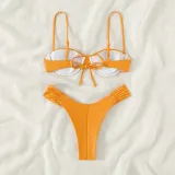 Women Two Pieces Push Up Rushed High Cut Bikini Swimsuit