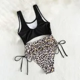 Women Tank Leopard Print Cut Out High Waist One Piece Swimsuit