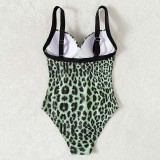 Women Sling Push Up Leopard Prints One Piece Swimsuit