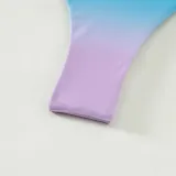 Women Helter Cut Out Drawstring Gradient Color One Piece Swimsuit
