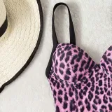 Women Sling Push Up Leopard Prints One Piece Swimsuit