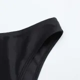 Women Mock-Neck Halter Cut Out Side Bowknot High Waist One Piece Swimsuit