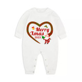 2023 Christmas Matching Family Pajamas Santa Heart Merry Xmas White Pajamas Set