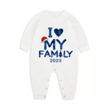 2023 Christmas Matching Family Pajamas Exclusive Design I Love My Family Blue Pajamas Set