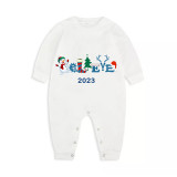 2023 Believe Christmas Matching Family Pajamas Exclusive Design Snowman Love Christmas Blue Pajamas Set