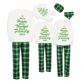 2023 Christmas Matching Family Pajamas We Are Happy Thanksful Family Green Plaids Pajamas Set