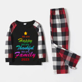 2023 Christmas Matching Family Pajamas Rainbow We Are Happy Thanksful Family Pajamas Set