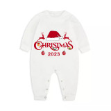 2023 Christmas Matching Family Pajamas Exclusive Design Christmas Couple Reindeer White Pajamas Set