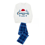 2023 Christmas Matching Family Pajamas Exclusive Design Christmas Couple Reindeer Blue Plaids Pajamas Set