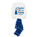 2023 Christmas Matching Family Pajamas Exclusive Family Together Flying Reindeer Blue Plaids Pajamas Set