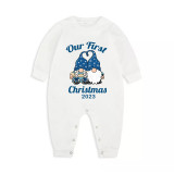2023 Christmas Matching Family Pajamas Our First Christmas Gnomes Blue Pajamas Set