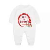 2023 Christmas Matching Family Pajamas Snowman Let It Snow White Pajamas Set