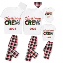 2023 Christmas Matching Family Pajamas Exclusive Design Printed Christmas Crew White Short Pajamas Set
