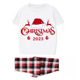 2023 Christmas Matching Family Pajamas Exclusive Design Christmas Couple Reindeer White Short Pajamas Set