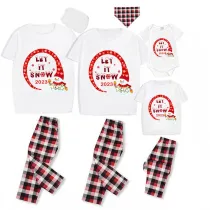2023 Christmas Matching Family Pajamas Snowman let It Snow White Short Pajamas Set