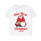 2023 Christmas Matching Family Pajamas Our First Christmas Gnomes White Short Pajamas Set