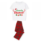 2023 Christmas Matching Family Pajamas Exclusive Design Antler Hat Family Christmas White Short Pajamas Set