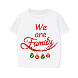 2023 Christmas Matching Family Pajamas Exclusive Design We Are Family Pendant White Short Pajamas Set