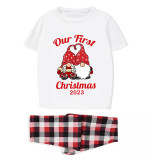 2023 Christmas Matching Family Pajamas Our First Christmas Gnomes White Short Pajamas Set