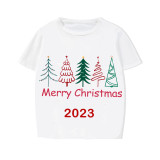 2023 Christmas Matching Family Pajamas Exclusive Merry Christmas Beatiful Tree White Short Pajamas Set