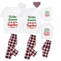 2023 Christmas Matching Family Pajamas Exclusive Design Merry Christmas Season Together White Short Pajamas Set