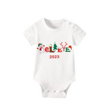 2023 Believe Christmas Matching Family Pajamas Exclusive Design Snowman Love Christmas White Short Pajamas Set