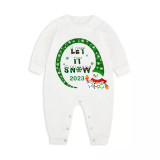 2023 Christmas Matching Family Pajamas Snowman let It Snow Green Plaids Pajamas Set
