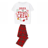 2023 Christmas Matching Family Pajamas Exclusive Design Christmas Crew Wreath White Short Pajamas Set