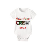 2023 Christmas Matching Family Pajamas Exclusive Design Printed Christmas Crew White Short Pajamas Set