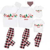 2023 Believe Christmas Matching Family Pajamas Exclusive Design Snowman Love Christmas White Short Pajamas Set