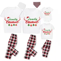 2023 Christmas Matching Family Pajamas Exclusive Design Antler Hat Family Christmas White Short Pajamas Set