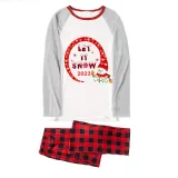2023 Christmas Matching Family Pajamas Snowman Let It Snow Plaids Pajamas Set
