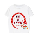 2023 Christmas Matching Family Pajamas Snowman let It Snow White Short Pajamas Set