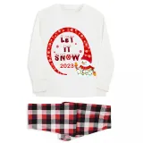 2023 Christmas Matching Family Pajamas Snowman Let It Snow Plaids Pajamas Set