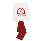 2023 Christmas Matching Family Pajamas Snowman Let It Snow White Pajamas Set