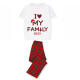 2023 Christmas Matching Family Pajamas Exclusive Design I Love My Family White Short Pajamas Set