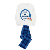 2023 Christmas Matching Family Pajamas Snowman Let It Snow Blue Pajamas Set