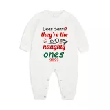 2023 Christmas Matching Family Pajamas Dear Santa They're The Naughty Ones White Pajamas Set