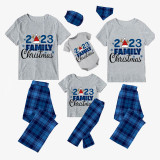 Christmas Matching Family Pajamas 2023 Family Christmas Hat Blue Short Pajamas Set